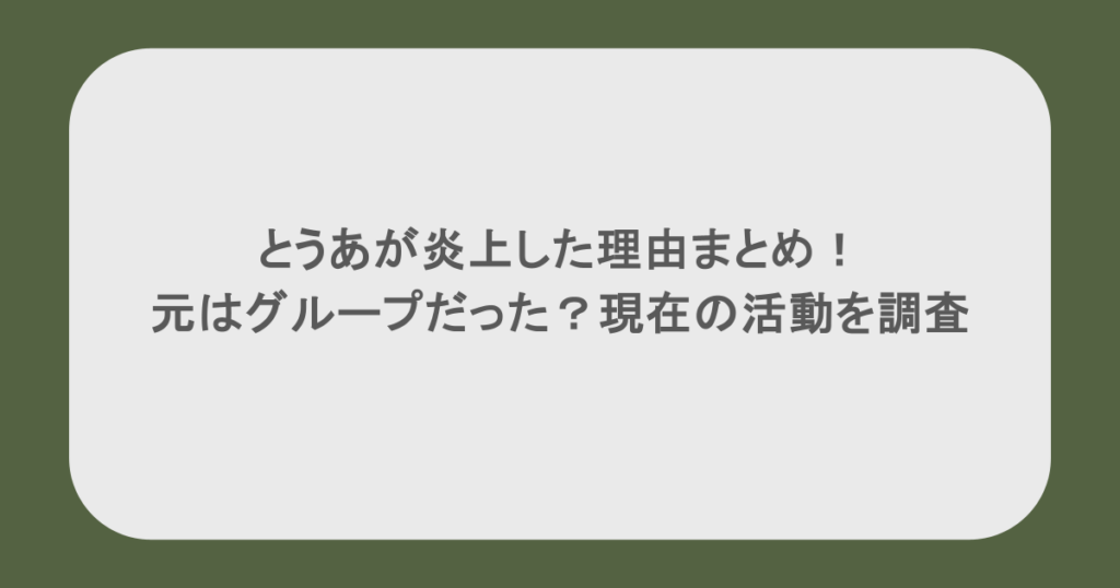 とうあが炎上した理由まとめ！元はグループだった？現在の活動を調査