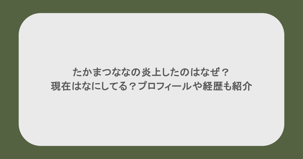 たかまつななの炎上したのはなぜ？現在はなにしてる？プロフィールや経歴も紹介